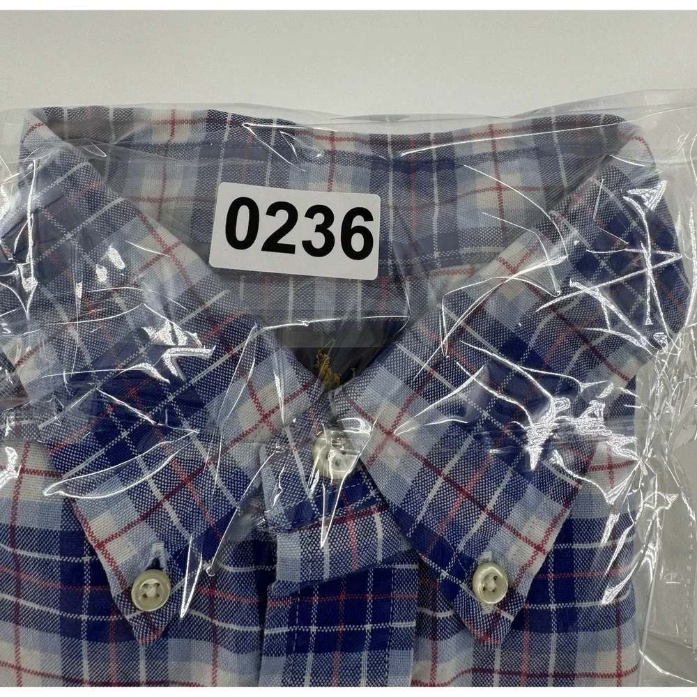 Polo Ralph Lauren Men's Button Down Blue Checkered Dress Shirt Size M‎ Slim Fit